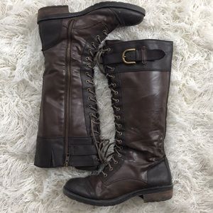 Brown lace up boots